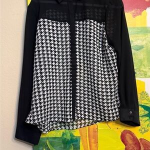 Elegant Black and White Houndstooth Skirt